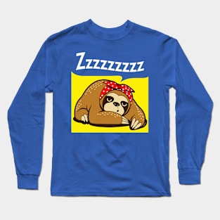 Cute Sleeping Lazy Sloth  Procrastination We Can Do It Vintage Meme Long Sleeve T-Shirt